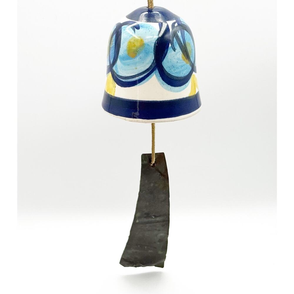 Vintage Pacific Stoneware USA Wind Chime Bell Ceramic Pottery Blue Windchime